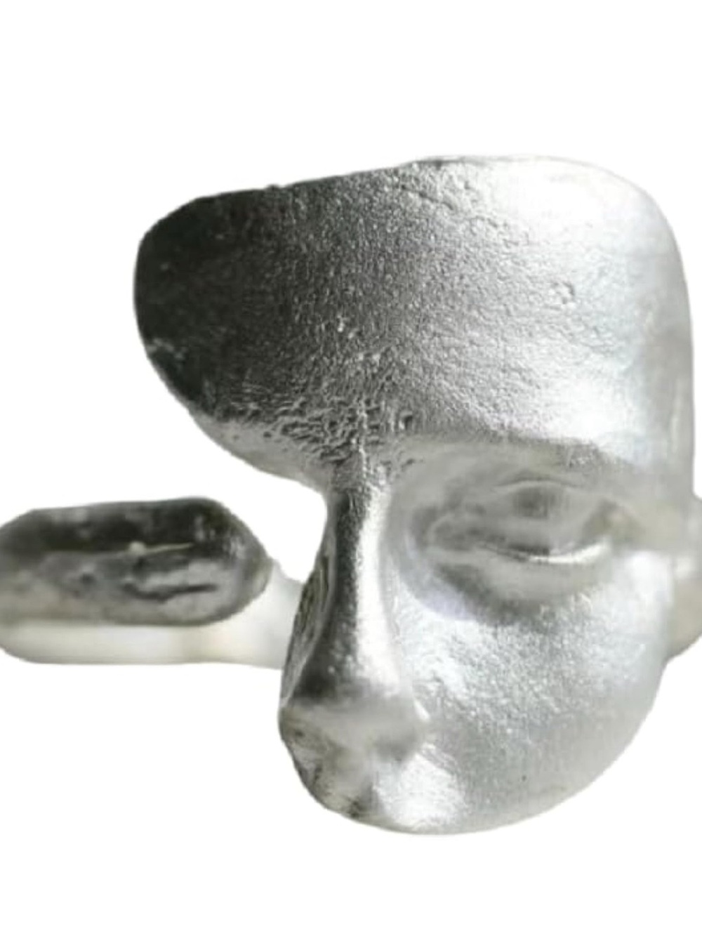 Abstract Sculptural Silver Face Ring - Picture 2 of 4